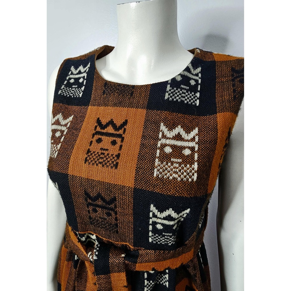Vintage 1970s Novelty Print Wool Dress by Page Boy of Dallas
